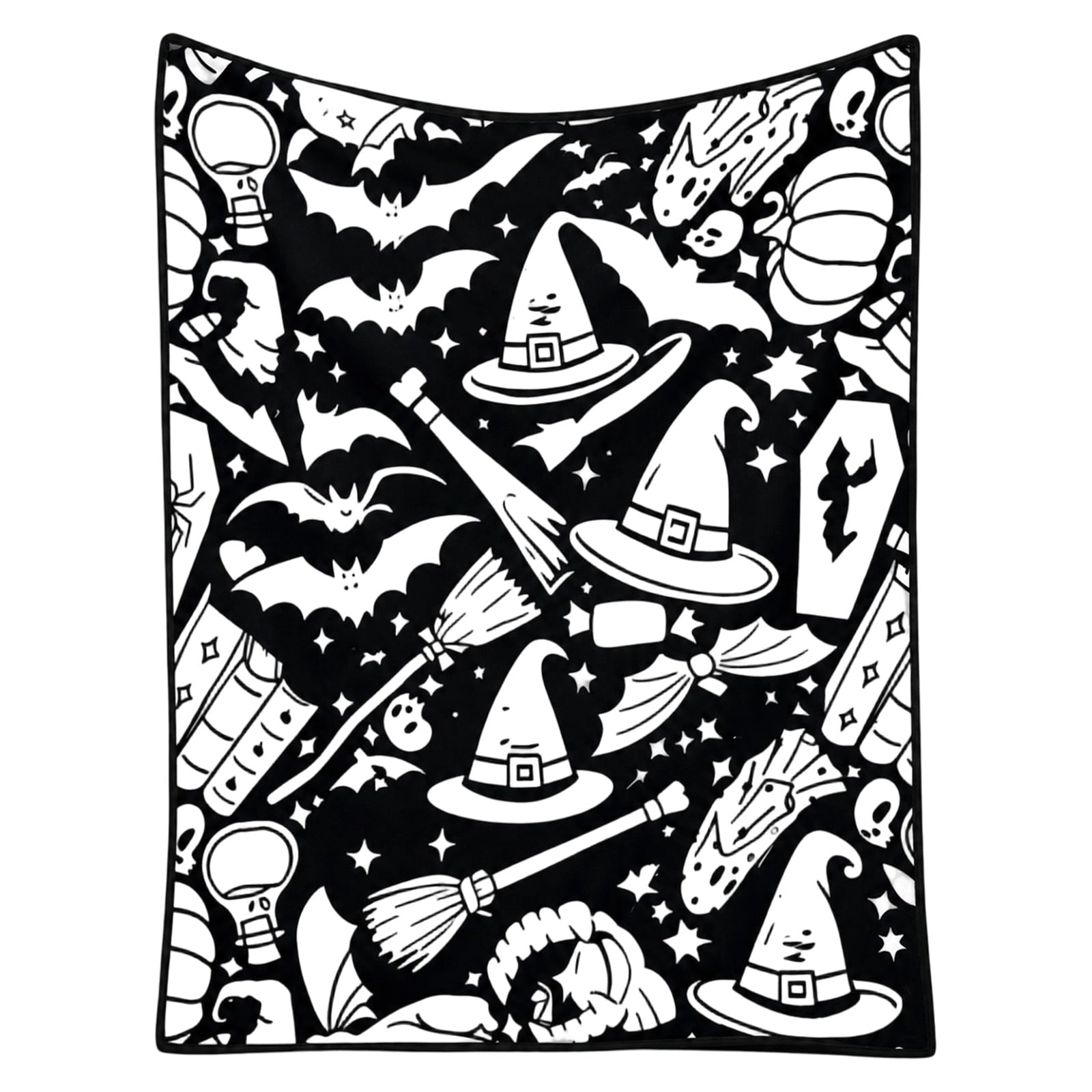 Washable DIY Coloring Blanket, Color Your Own Throw Blanket for Adults & Kids, Creative Art Blankets, Personalized Home Decor for Gifts & Holidays (Halloween)
