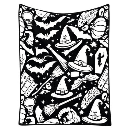 Washable DIY Coloring Blanket, Color Your Own Throw Blanket for Adults & Kids, Creative Art Blankets, Personalized Home Decor for Gifts & Holidays (Halloween)