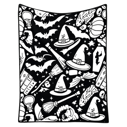 Washable DIY Coloring Blanket, Color Your Own Throw Blanket for Adults & Kids, Creative Art Blankets, Personalized Home Decor for Gifts & Holidays (Halloween)