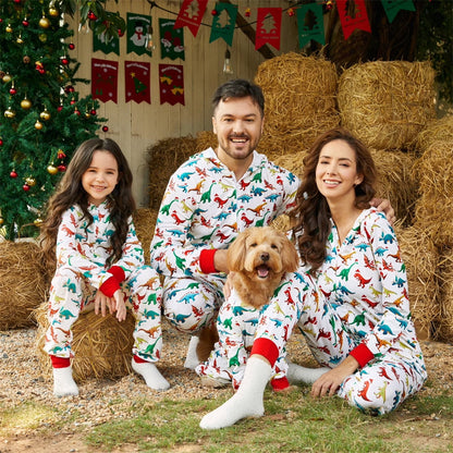 PatPat Christmas Family Matching Pajamas for Women One Piece Long Sleeve Hooded Dinosaur Costume Adult PJs for Couples Holiday Loungewear with Socks Women S