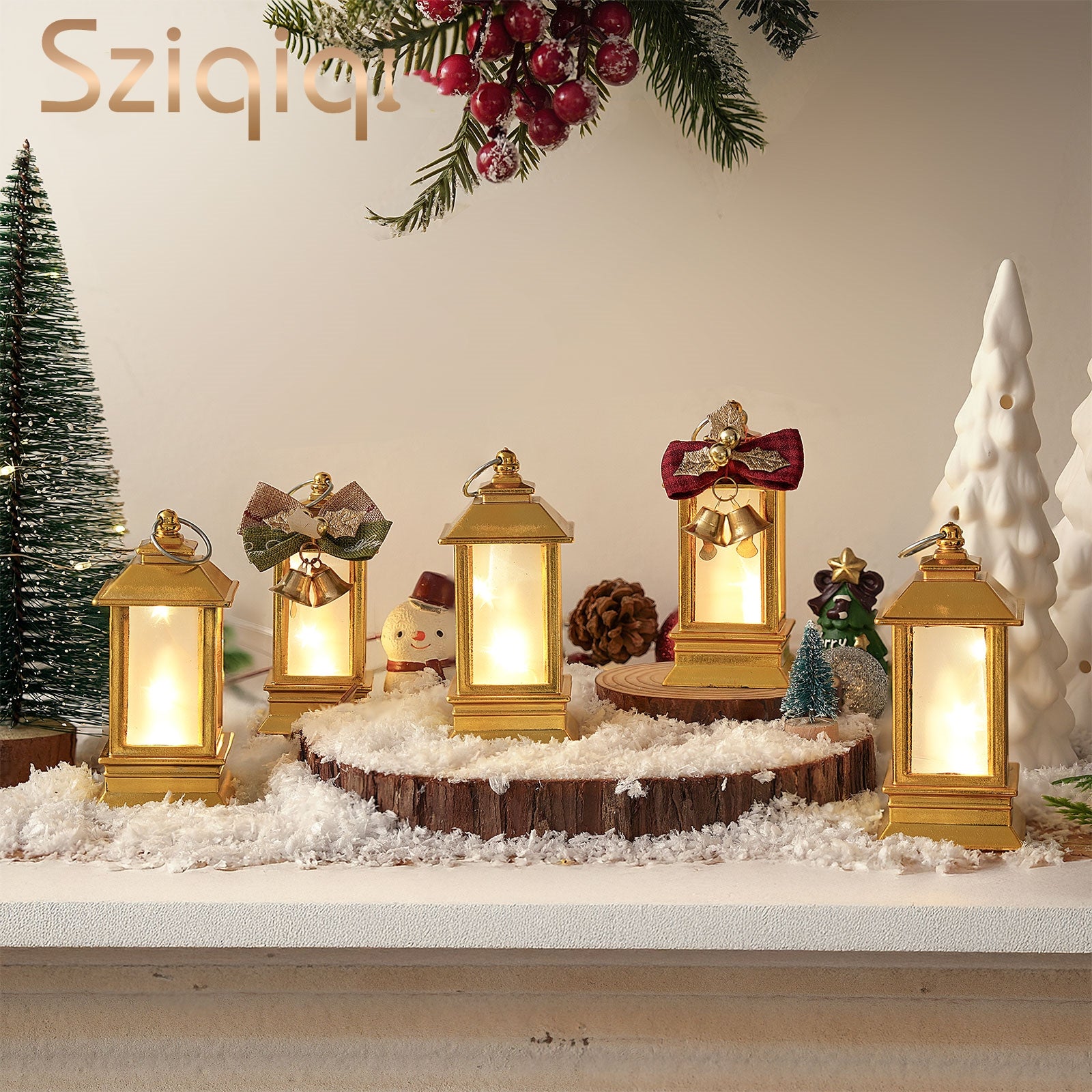 Sziqiqi Set of 24 Gold Mini Starry Lanterns with LED Lights: Small Decorative Indoor Hanging Lanterns for Halloween Christmas Centerpiece Wedding Party