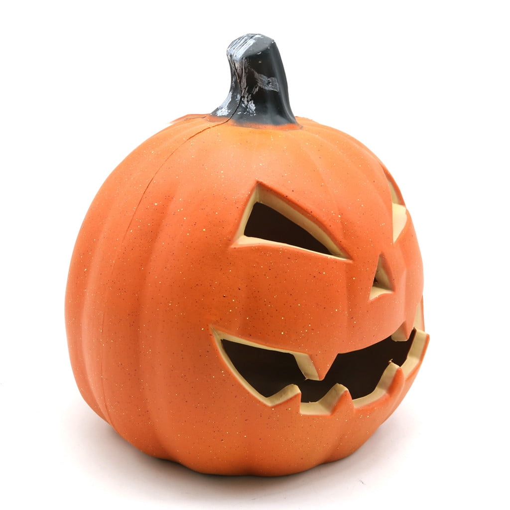 SRUILUO Halloween Light up Jack-O-Lantern 9.05 inch Fall Thanksgiving Pumpkin Light Decorations Pumpkin Prop with LED Light Halloween Tabletop Decorations Props for Indoor Outdoor Decor (No Battery)