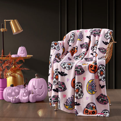 Betsey Johnson Retro Halloween - Pink 50" X 70" Throw Blanket