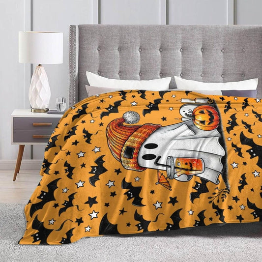 Halloween Blanket for Boys Girls, Haunted Halloween Themed Design Printed Throw Blankets for Kids Lap, Chair Sofa, Warm Soft Cozy Blanket
