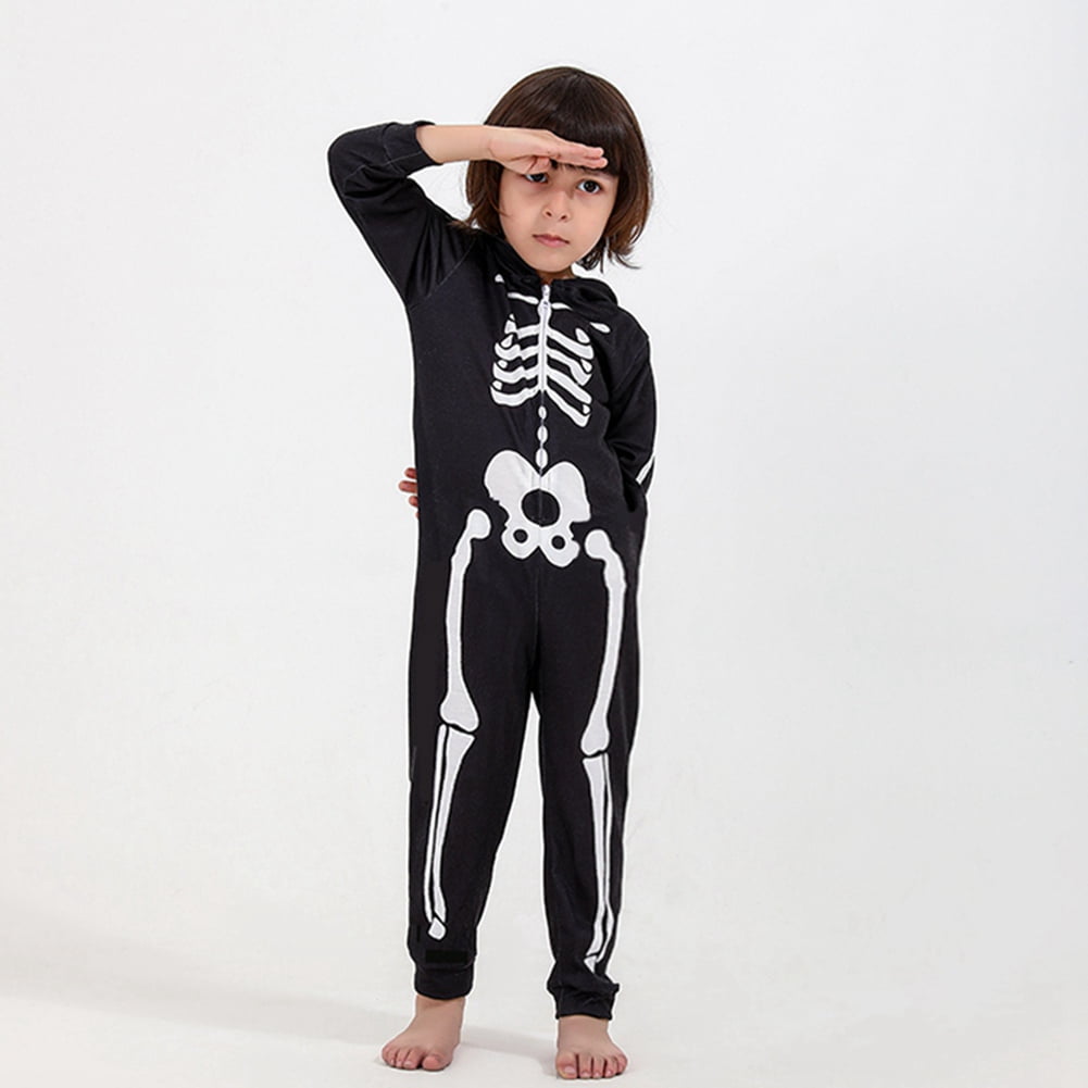 Uccdo Halloween Matching Family Pajamas Sets Glow In The Dark Hooded Skeleton Jumpsuits Holiday Pjs Sleepwear For Adult/Kid/Baby