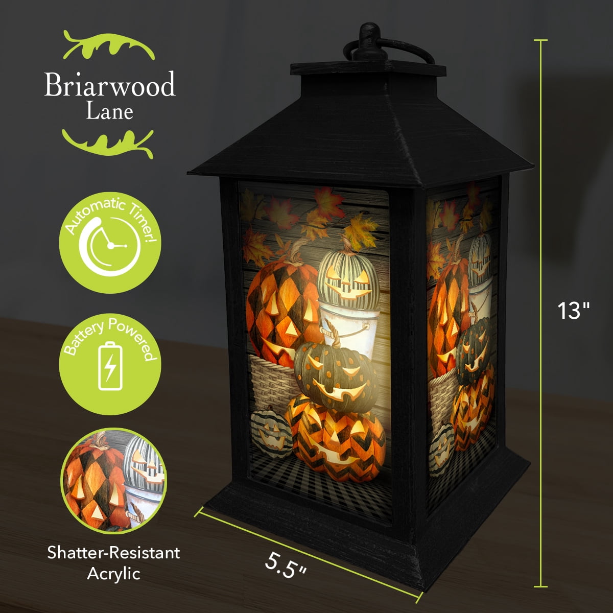 Briarwood Lane Halloween LED Candle Lanterns Lantern 13.5 x 5.5 x 5.5 Patterned Jack O