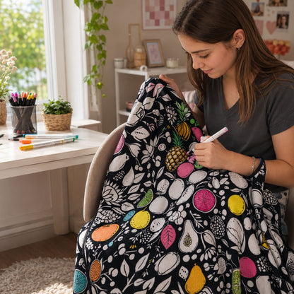 Washable DIY Coloring Blanket, Color Your Own Throw Blanket for Adults & Kids, Creative Art Blankets, Personalized Home Decor for Gifts & Holidays (Halloween)
