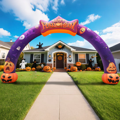Wellcomer 27ft Halloween  Giant Inflatable Pumpkin Arch with Built-in Blower - Halloween Outdoor Decor
