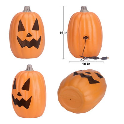 16in Pre-lit Halloween Pumpkin Jack O' Lantern with Bulbs for Porch, Front Door, Fireplace, Outdoor Decor