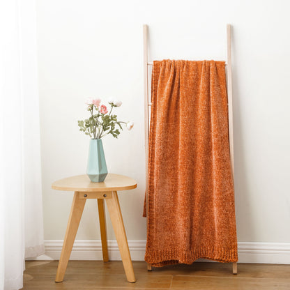 Battilo Orange Throw Blanket,Chenille Knit Throws,Farmhouse Halloween Blanket,Fall Throw,51"x67"
