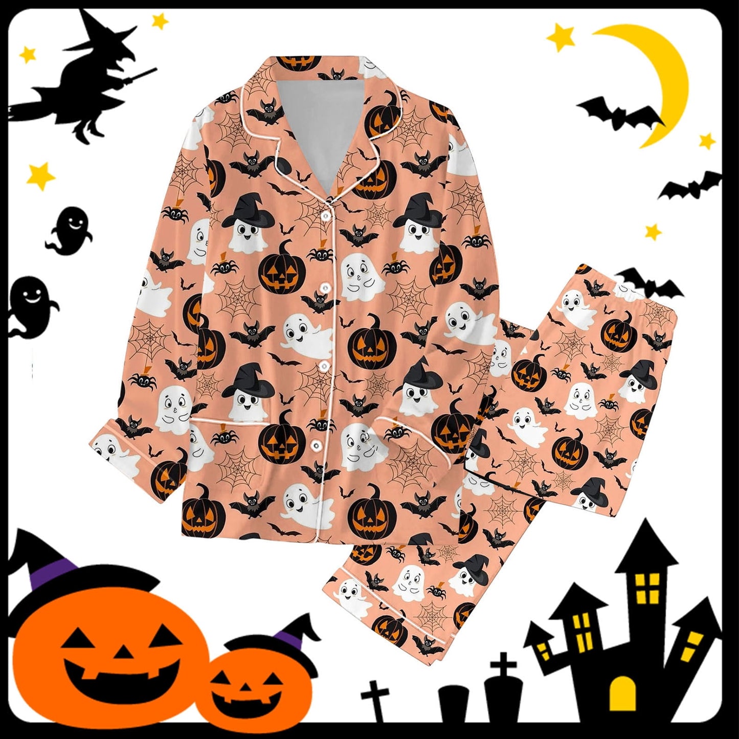 Pajamas For Women Set Halloween Pajamas Family Pajamas Matching Set Holiday Pajamas Classic Button Down Long Sat Sleepwear Loungewear Nightwear Nightclothes Homewear