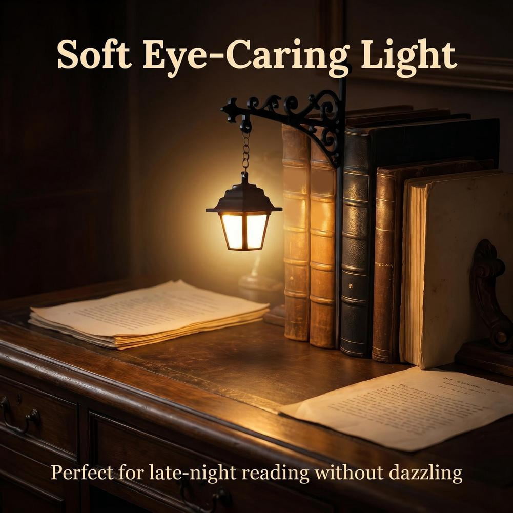 9.25 Inch Ghost Library Lantern Bookshelf Lamp, Halloween Decorative Bookshelf Light with Warm LED, Vintage Metal Book Nook Lantern for Reading Corner Home Library Shelf Decor Gift for Book Lovers