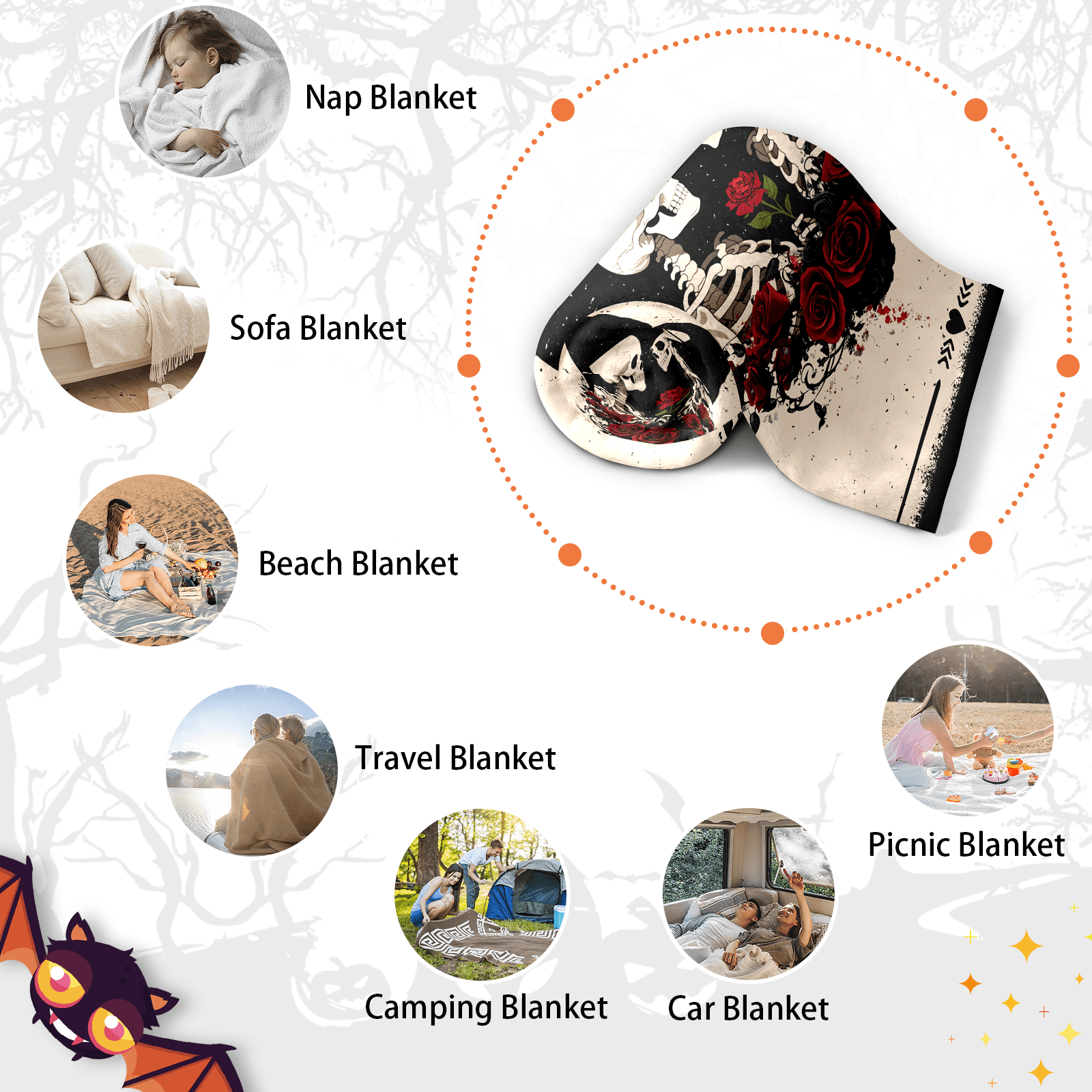 Kuscheln Halloween Throw Blanket for Couples, Soft Halloween Blanket for Couch Sofa Bed, Cute Ghost Fleece Blanket for Halloween, Spooky Season Home Decor, Fall Halloween Gifts for Her Him, 50"x60"