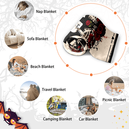 Kuscheln Halloween Throw Blanket for Couples, Soft Halloween Blanket for Couch Sofa Bed, Cute Ghost Fleece Blanket for Halloween, Spooky Season Home Decor, Fall Halloween Gifts for Her Him, 50"x60"