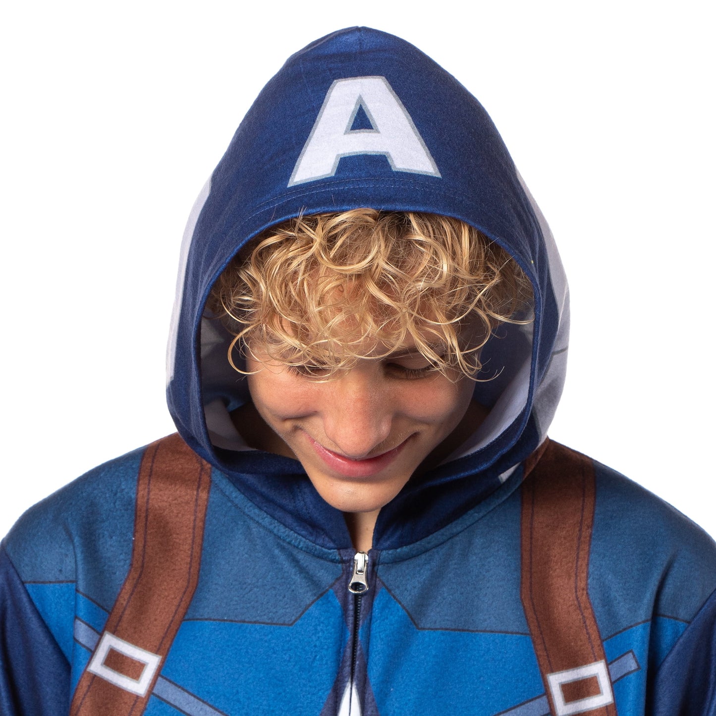 Marvel Captain America Winter Soldier Superhero Adult Hooded Union Suit Costume Pajama For Men and Women