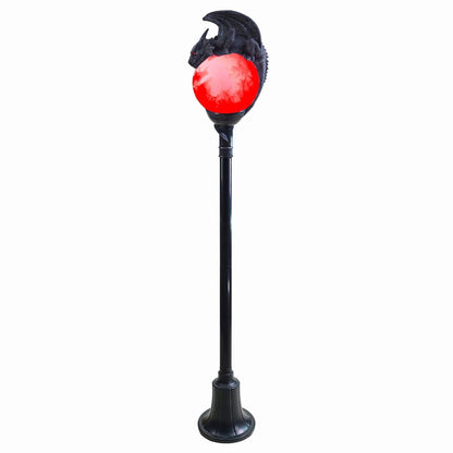 Morris Costumes TT59073 6 ft. Light-Up Flaming Dragon Lamp Post with Sound Halloween Decoration