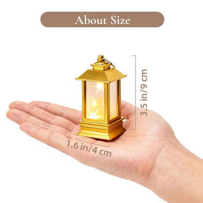 Sziqiqi Set of 24 Gold Mini Starry Lanterns with LED Lights: Small Decorative Indoor Hanging Lanterns for Halloween Christmas Centerpiece Wedding Party