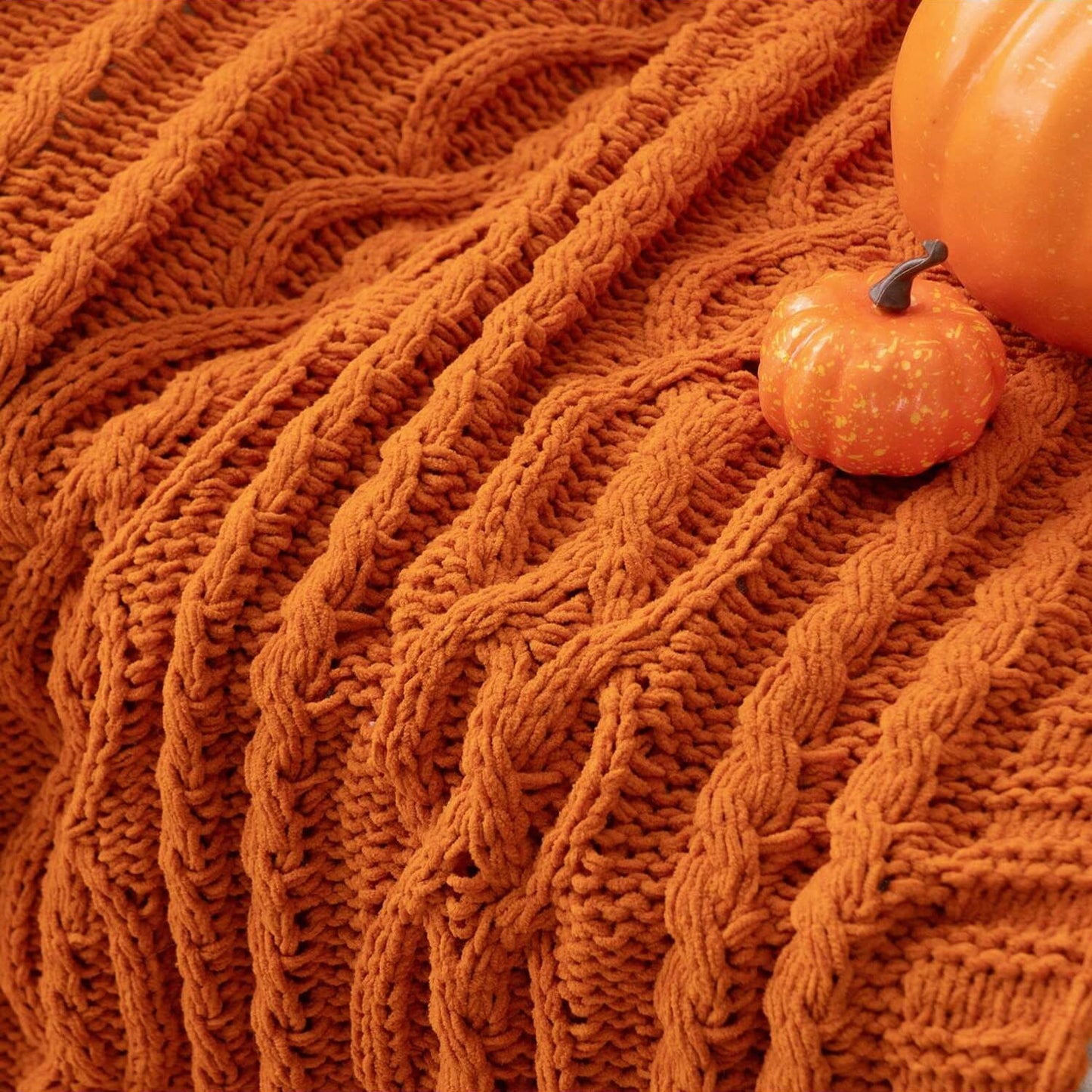 Battilo Burnt Orange Throw Blanket,Cozy Decorative Fall Blanket for Sofa Bed,Fall Decor,51"x67"