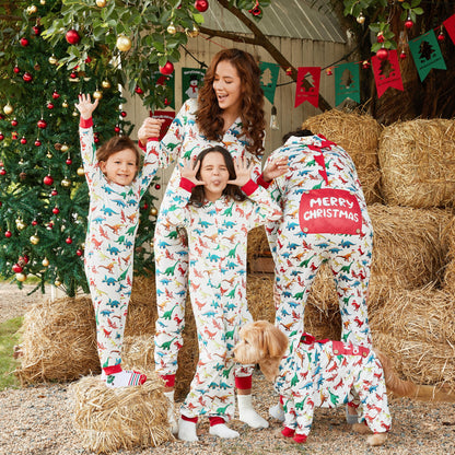 PatPat Christmas Family Matching Pajamas for Women One Piece Long Sleeve Hooded Dinosaur Costume Adult PJs for Couples Holiday Loungewear with Socks Women S