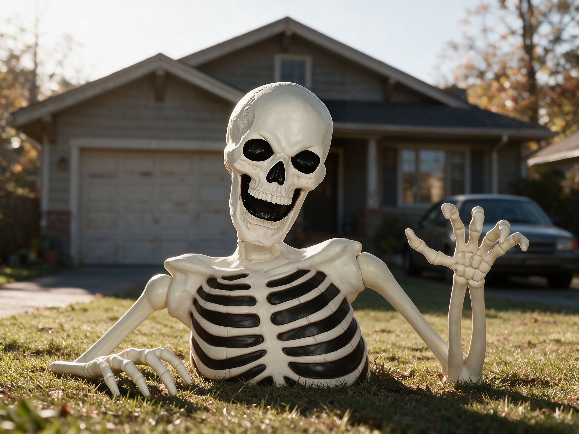 Seasons 48" Halloween Giant Groundbreaker Skeleton, Halloween Decoration for Outdoor Yard and Porch