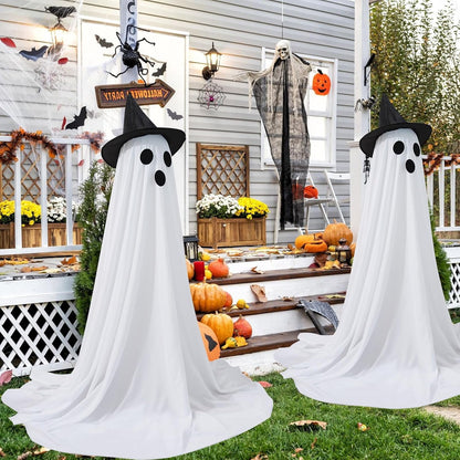 DAKIMOE Halloween Decorations Outdoor Indoor Halloween Party Decorations Indoor,Spooky Ghost Decor with String Lights,Halloween Ghost Lights for Porches Yards Gardens Lawn 2 Pack