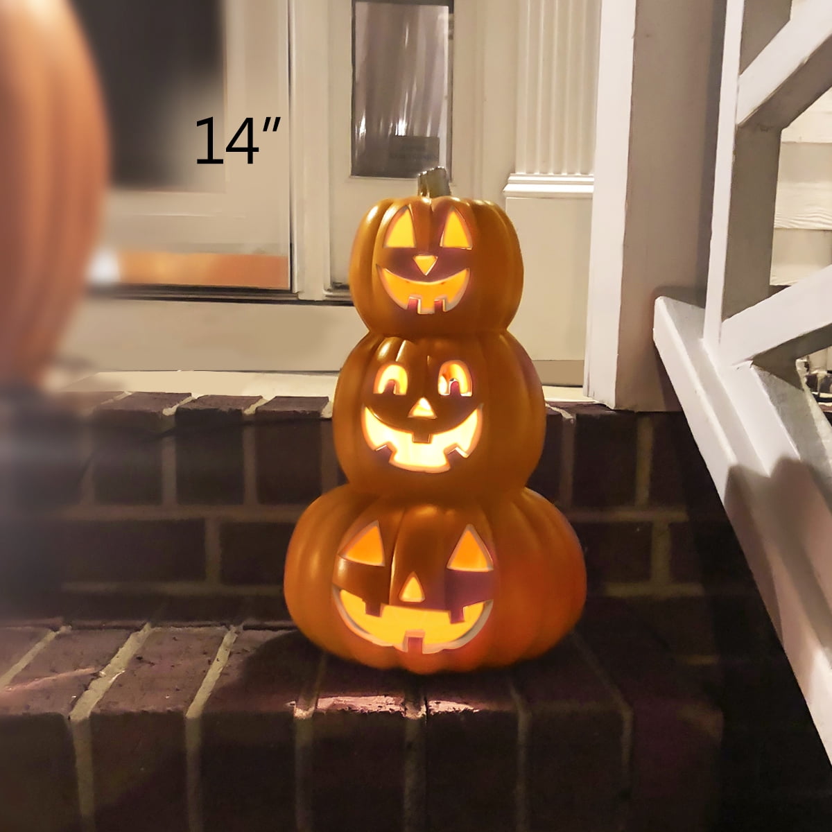 Gamexcel 14in Halloween Pumpkin Jack O Lantern With LED Bulb Indoor/Outdoor Pumpkin Party Decoration