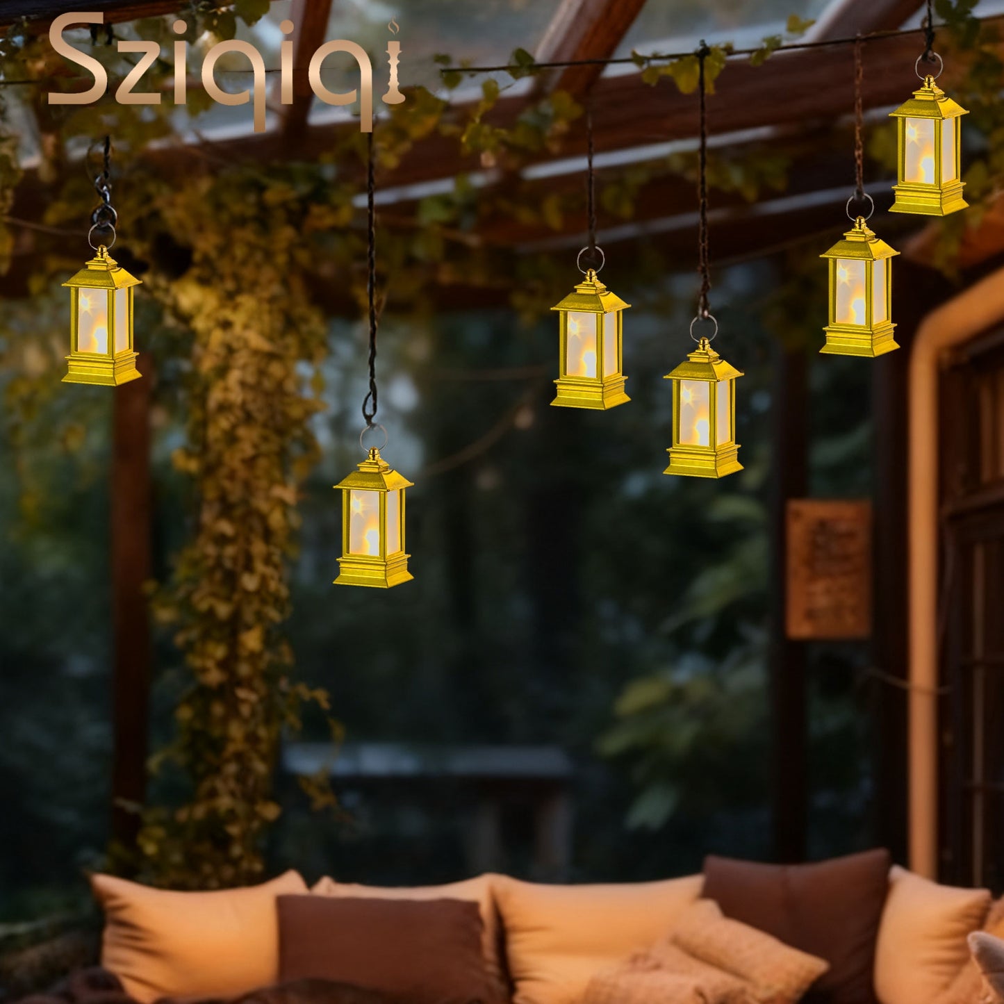 Sziqiqi Set of 24 Gold Mini Starry Lanterns with LED Lights: Small Decorative Indoor Hanging Lanterns for Halloween Christmas Centerpiece Wedding Party