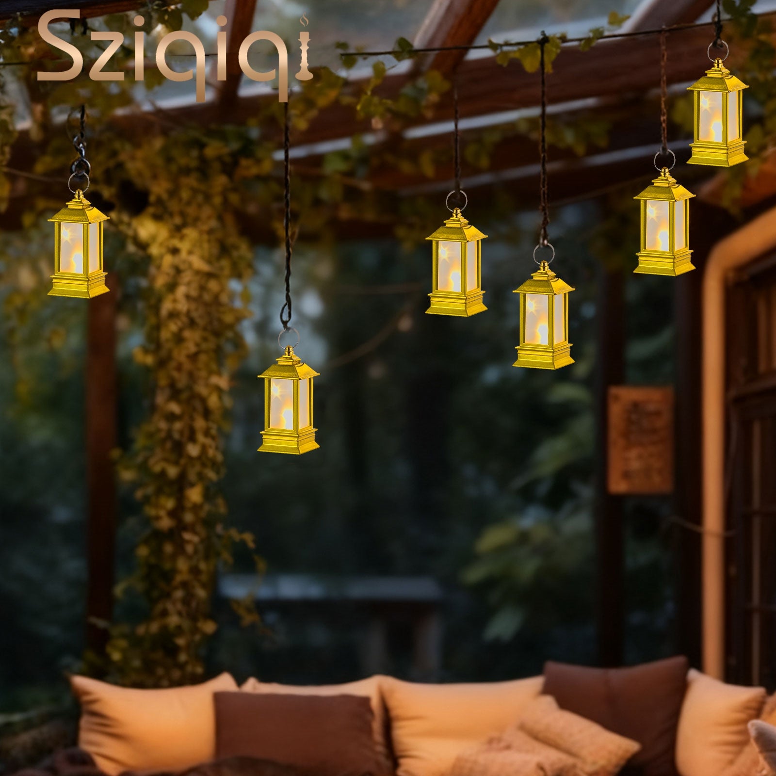 Sziqiqi Set of 24 Gold Mini Starry Lanterns with LED Lights: Small Decorative Indoor Hanging Lanterns for Halloween Christmas Centerpiece Wedding Party