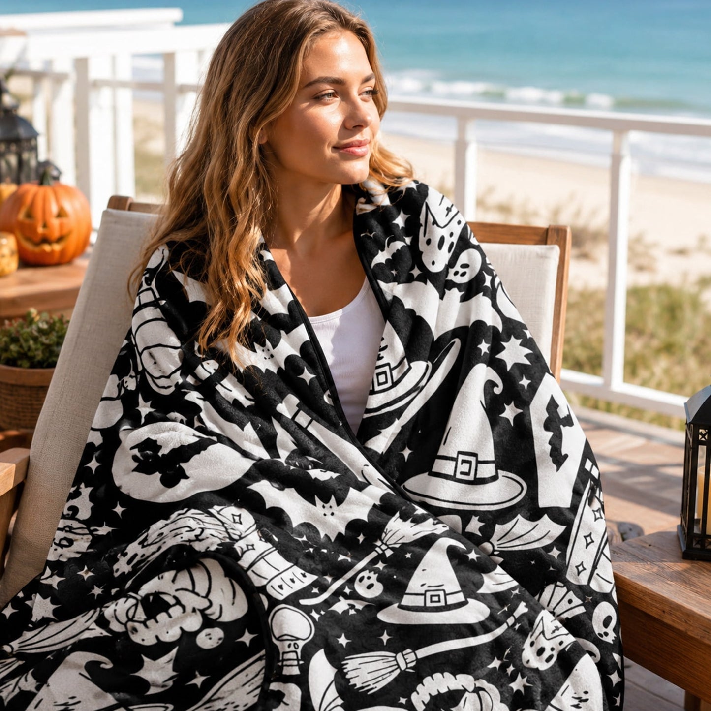 Washable DIY Coloring Blanket, Color Your Own Throw Blanket for Adults & Kids, Creative Art Blankets, Personalized Home Decor for Gifts & Holidays (Halloween)