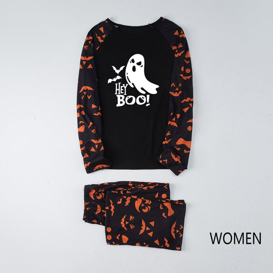 DAKIMOE Halloween Pajamas Family Matching Glow In The Dark Halloween Print Long Sleeve PJs Set Outfits 2 Pieces Cotton Loungewear Sleepwear for Adult Men Women Kids Toddler, Ghost, Mom-M