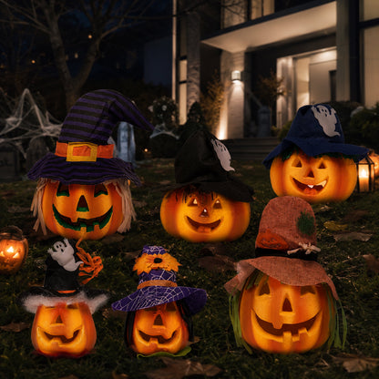 Joyfy 6 Pcs  Light Up Foam Pumpkins Lanterns , Halloween Decorations Outdoor Indoor, Halloween  Ornaments Lights, Jack O Lanterns Party Favors