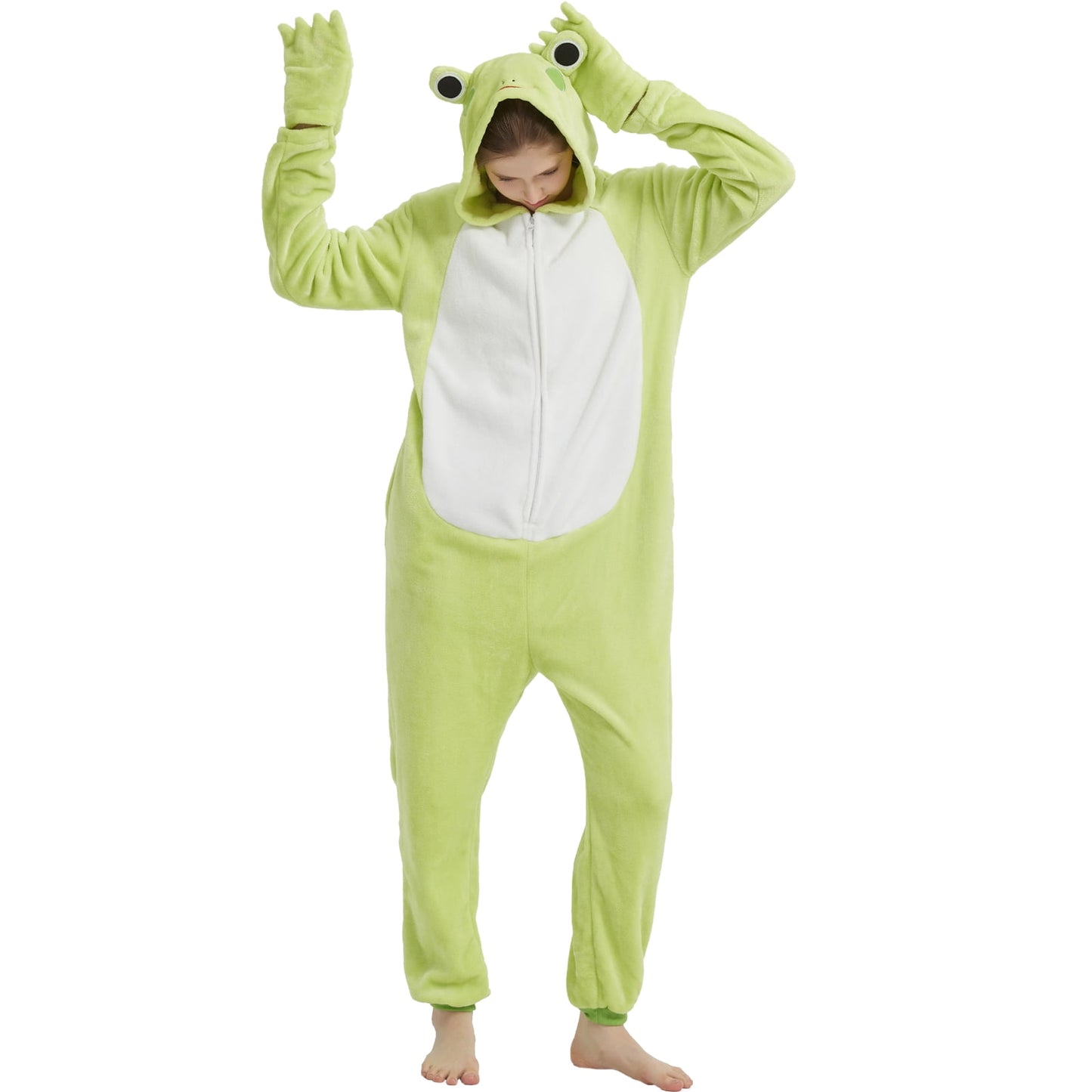 SWEETXIN Adult's Frog One-Piece Holiday Family Pajamas Halloween Costume Suit for Women and Men Jumpsuit SIzeS