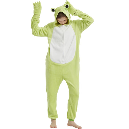 SWEETXIN Adult's Frog One-Piece Holiday Family Pajamas Halloween Costume Suit for Women and Men Jumpsuit SIzeS
