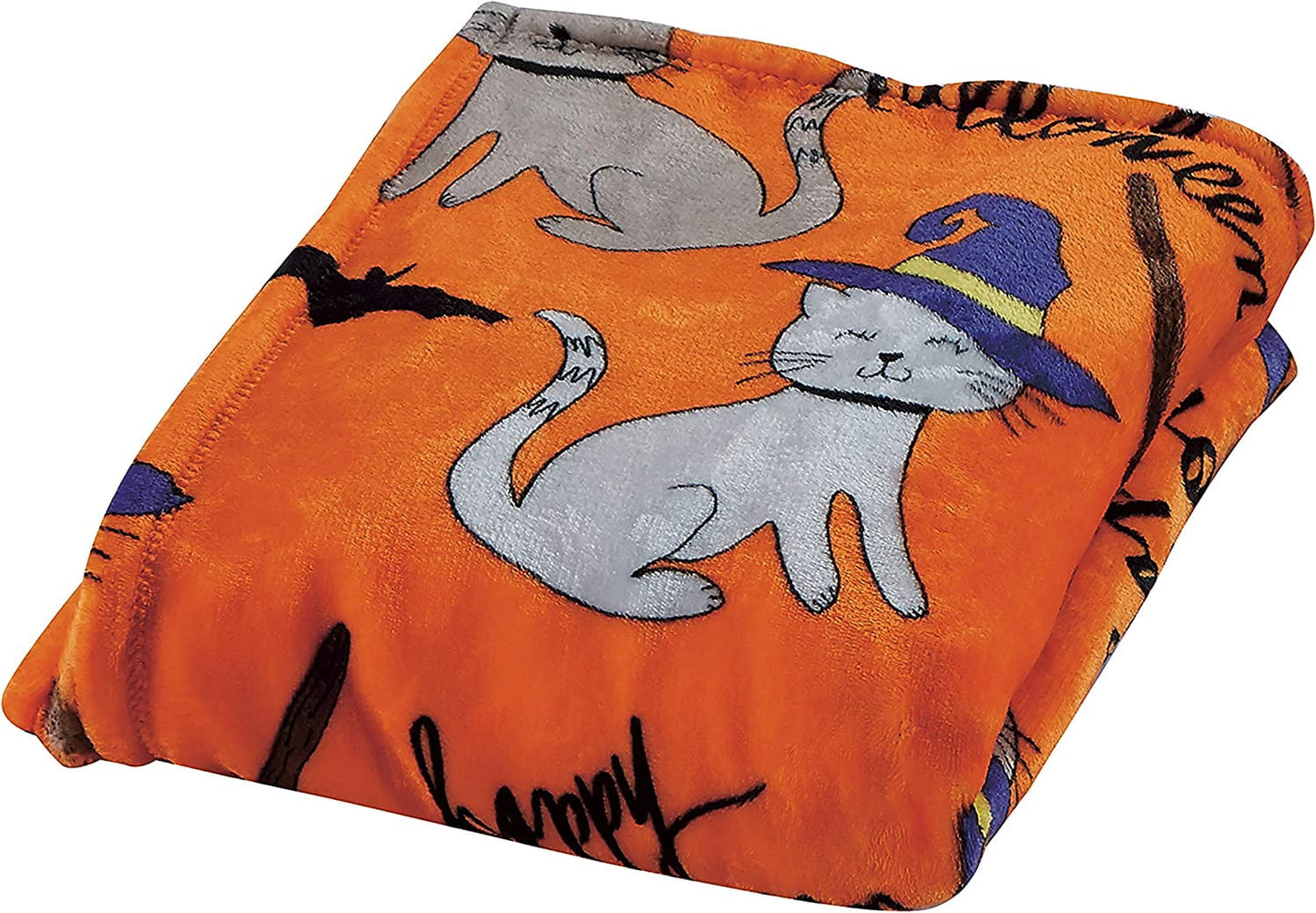 Holiday Blanket, Printed Soft Plush Throw, Fun Halloween Theme, Home Décor Fuzzy Warm & Cozy, for Bedding, Couch & Gift, 50” x 60” - Halloween Cats