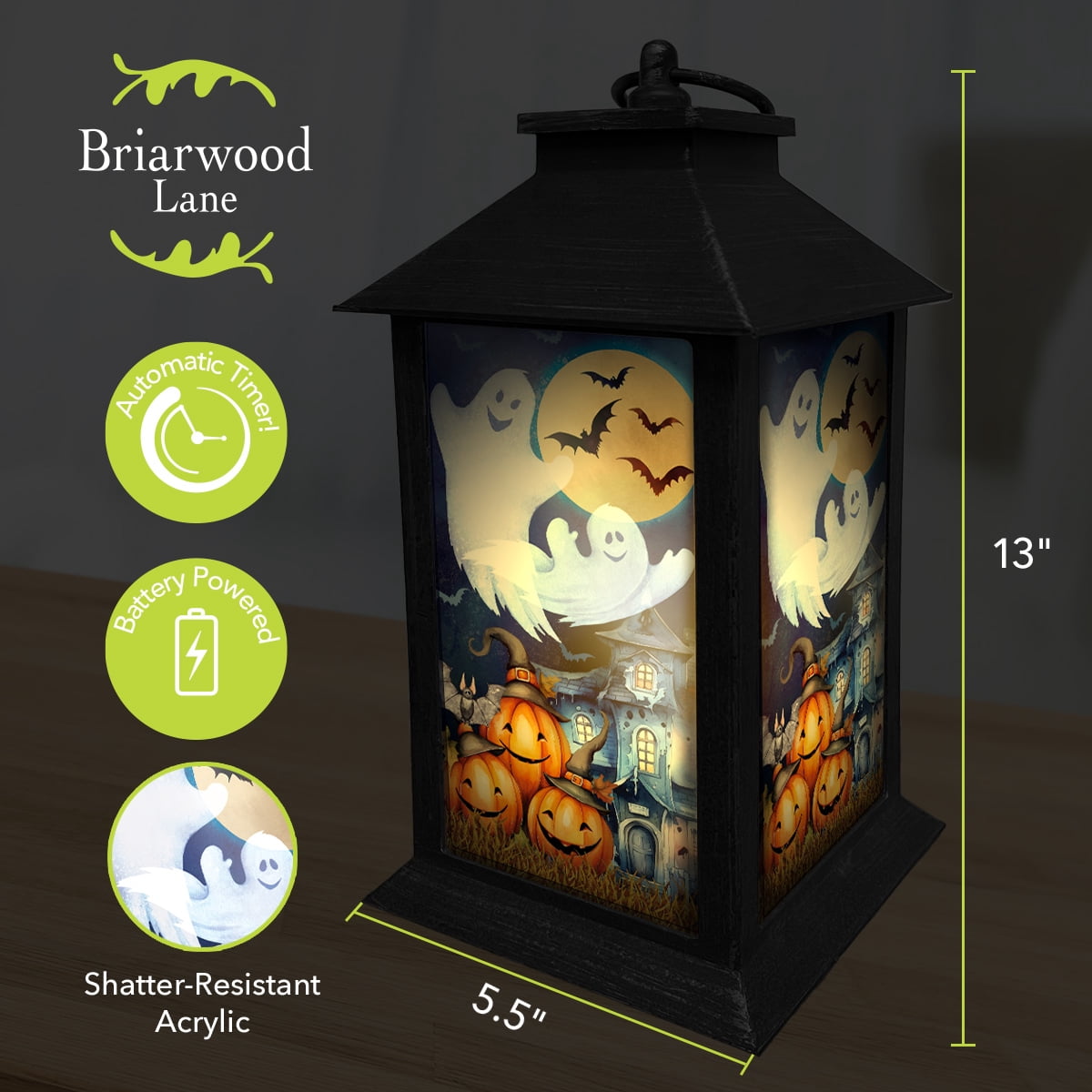 Briarwood Lane LED Candle Lantern 13.5 x 5.5 x 5.5 Halloween Haunts