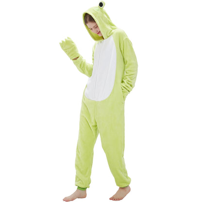 SWEETXIN Adult's Frog One-Piece Holiday Family Pajamas Halloween Costume Suit for Women and Men Jumpsuit SIzeS