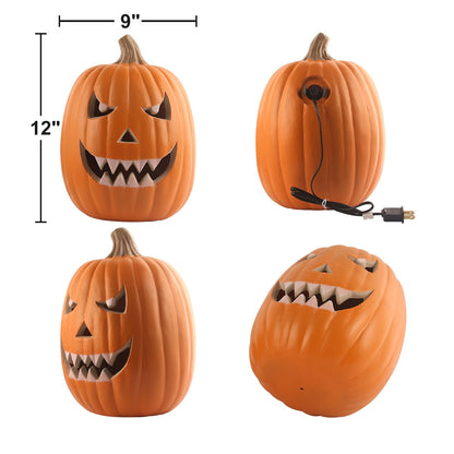 13 Inch Pre-Lit LED Halloween Pumpkin Lantern - Scary Face Decoration For Garden & Patio