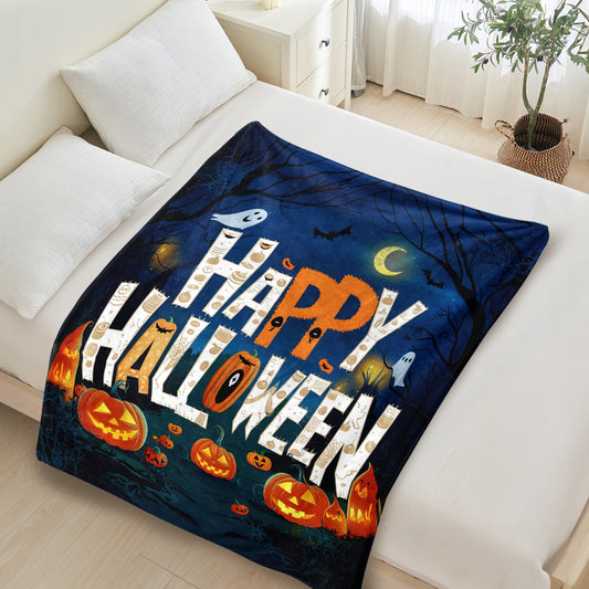 Fun Printed Halloween Throw Blanket, Soft Warm Cozy Flannel Blanket for Bedroom, Living Rooms, Couch,Sofa, Home Decor, 50 x 60 in