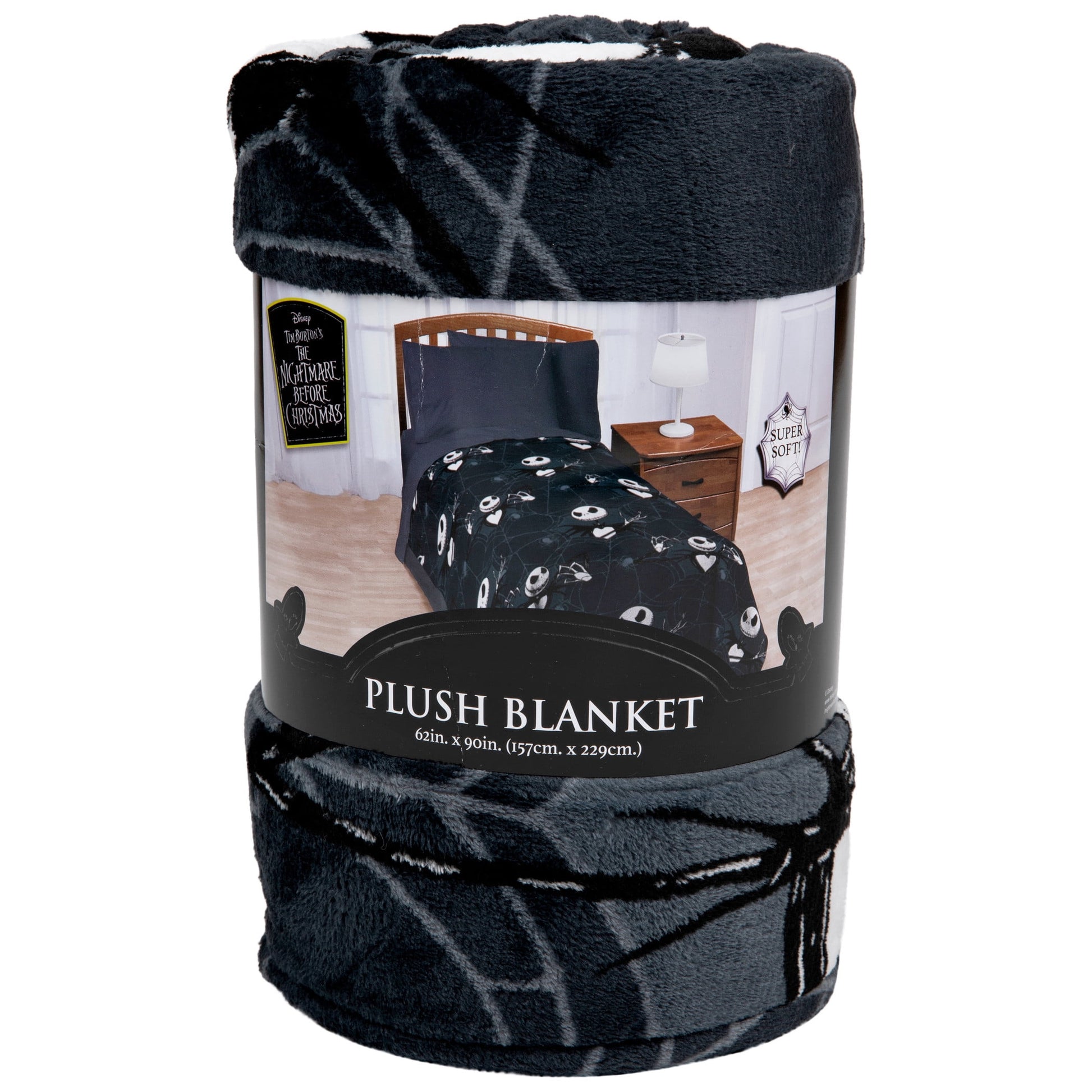 Jay Franco Nightmare Before Christmas Jack Skellington 62x90 Plush Throw Blanket, 100% Polyester
