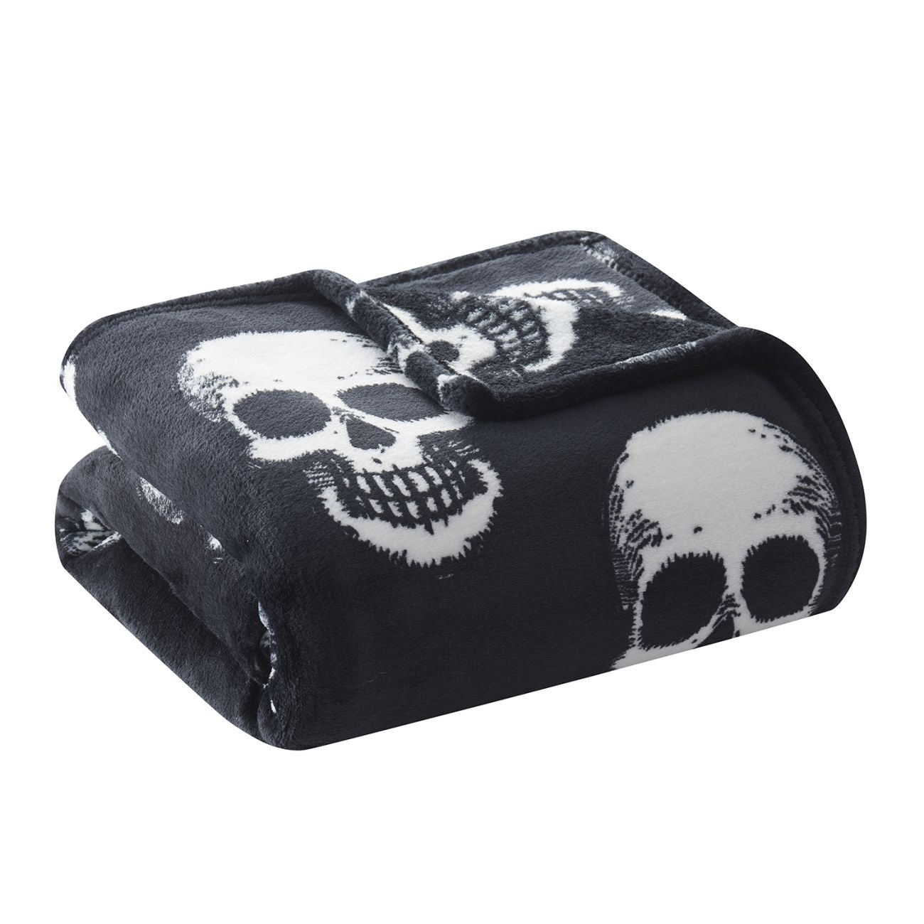 Kate Aurora Oversized Halloween Spooky Skeleton Skulls Plush Fleece Throw Accent Blanket - 50 in. W x 70 in. L