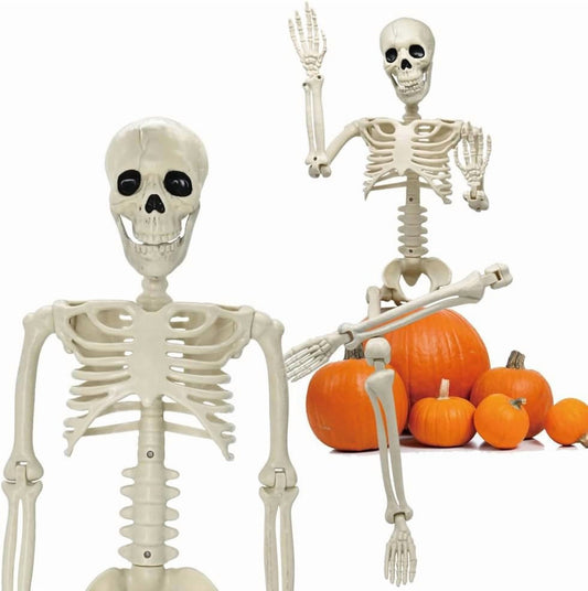 35" Halloween Skeleton Decoration – 3 ft Body with Posable Joints for Indoor & Outdoor Yard Patio Lawn Garden Haunted Party Decor