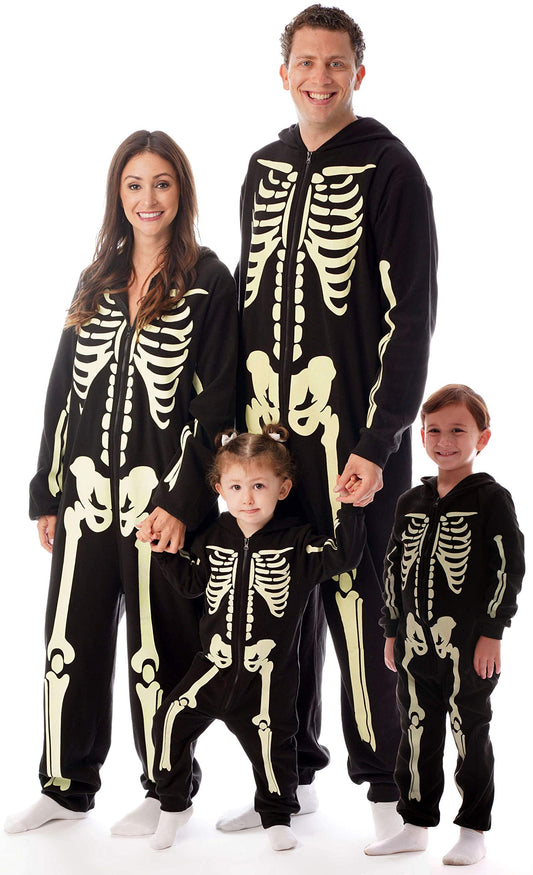#followme Glow In The Dark Skeleton Men's Adult Onesie Pajamas 6741-XXL (Women's Skeleton, Large)